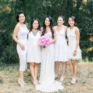 Bride and bridesmaids in white