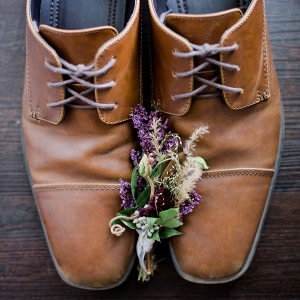 Brown Groom Shoes with Boutonniere