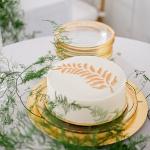 Gold leaf design on cake