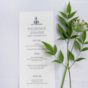 Intimate wedding menu