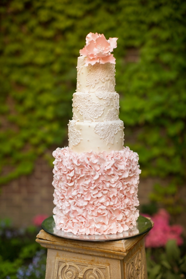 Blush Ruffled Tiered Wedding Cake