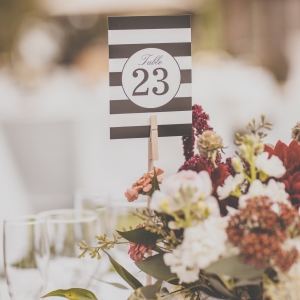 Black and white striped table numbers