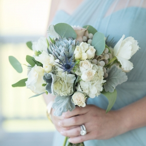 Soft Blue, Green, & White Bridesmaid Bouquet