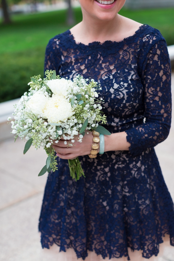 Navy Blue Lace Bridesmaids Dress