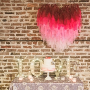 Marquee love sign with ombre heart