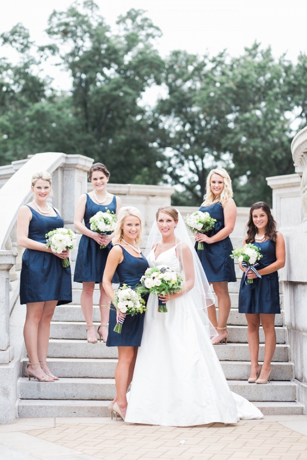 Bride with Bridesmaids in Navy Blue