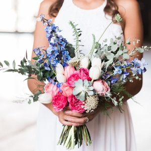 Pretty Pink and Blue Bridal Bouquet