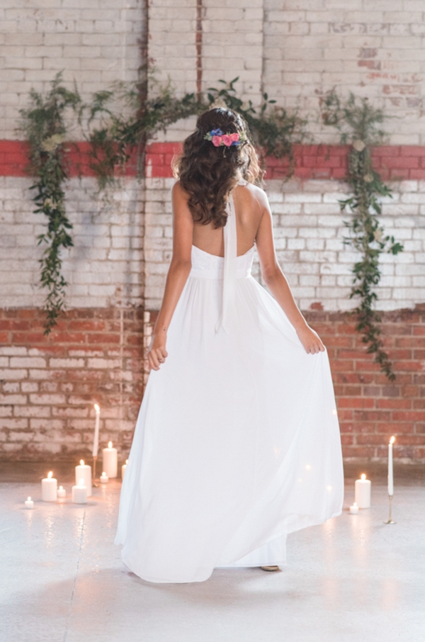 Bohemian Style Bride Surrounded by Candles