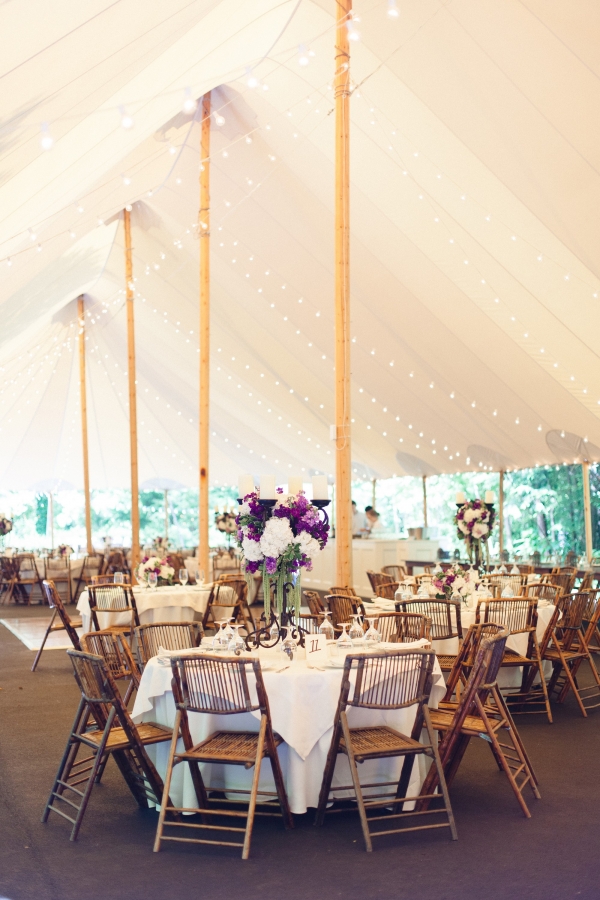 Tented Wedding Reception With String Lights