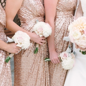 Gold sequins bridesmaids gowns