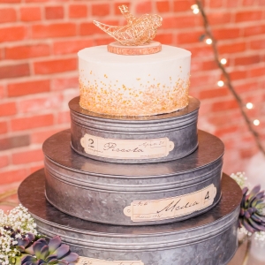 Gold and ivory wedding cake
