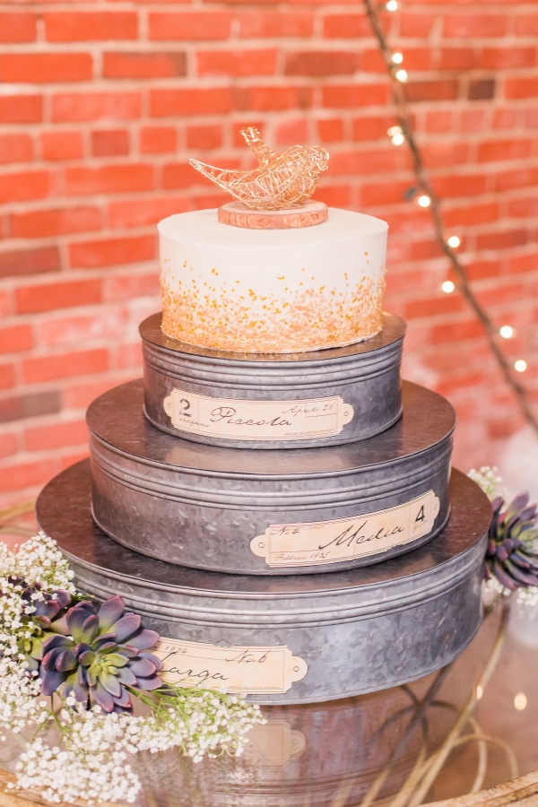 Gold and ivory wedding cake
