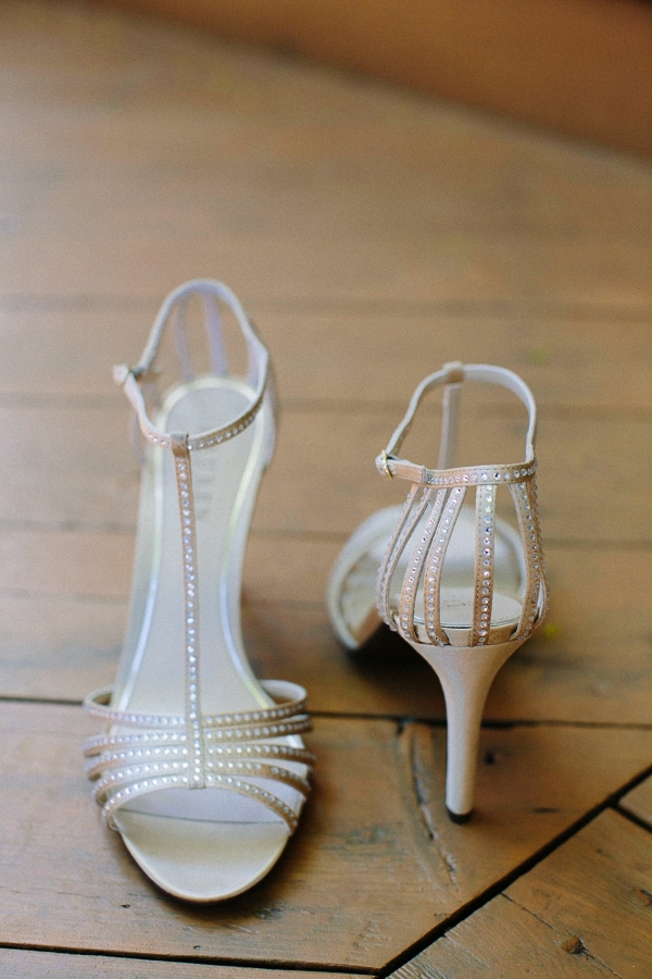 Pretty Ivory And Sparkles Strapped Shoes