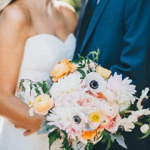 Charming peach, ivory and white bouquet