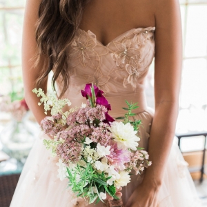 Bride in blush Watters WToo gown