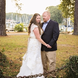 Bride and groom at yacht club