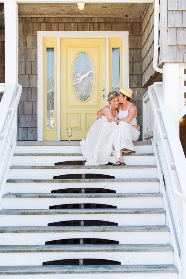 Outer Banks beach wedding with two brides
