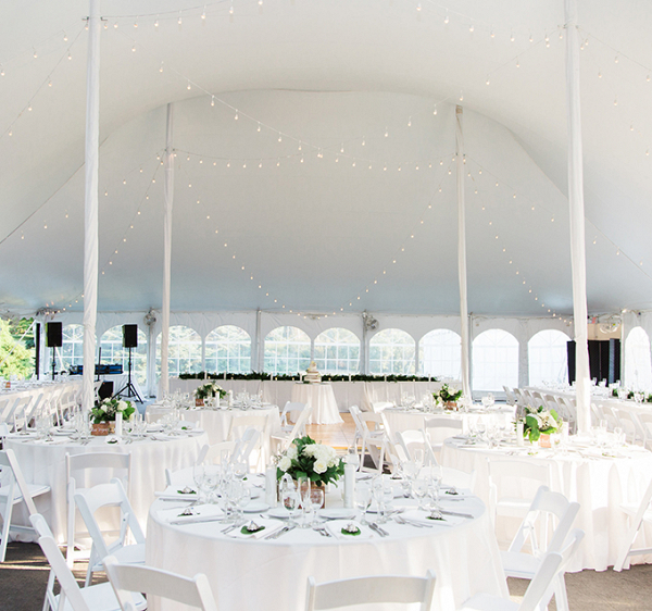 White tented reception
