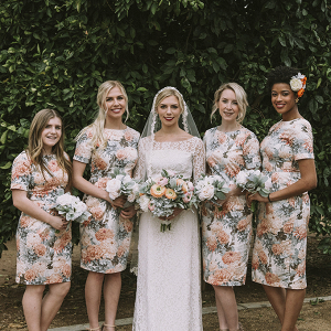 Floral print bridesmaid dresses