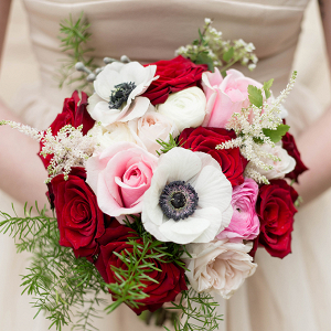 Pink and red bridal bouquet