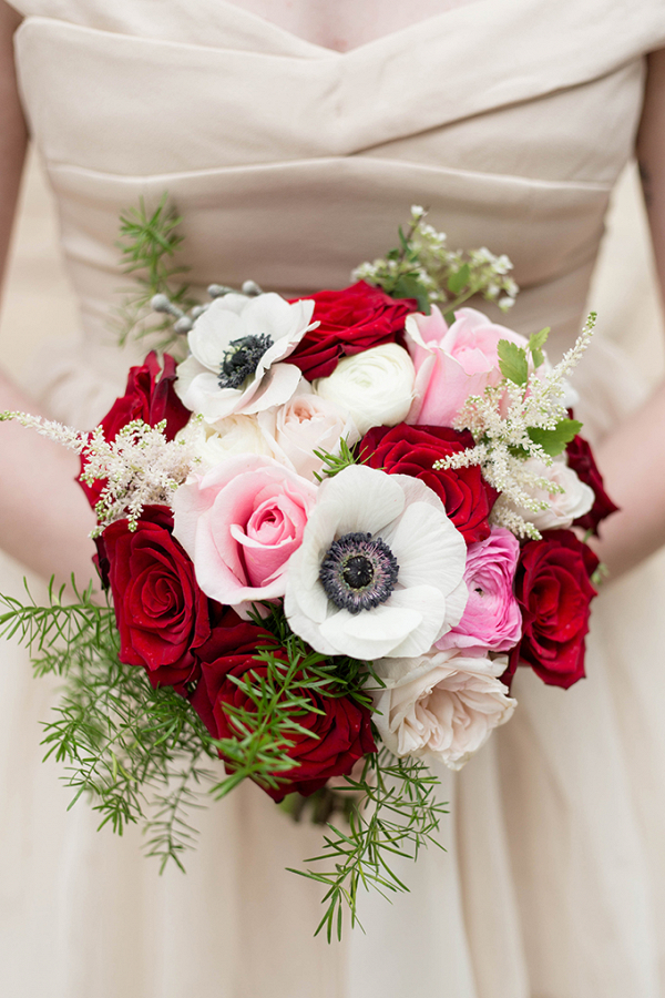 Pink and red bridal bouquet