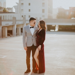 glam rooftop engagement by Mirage and Light Photography on Glamour & Grace