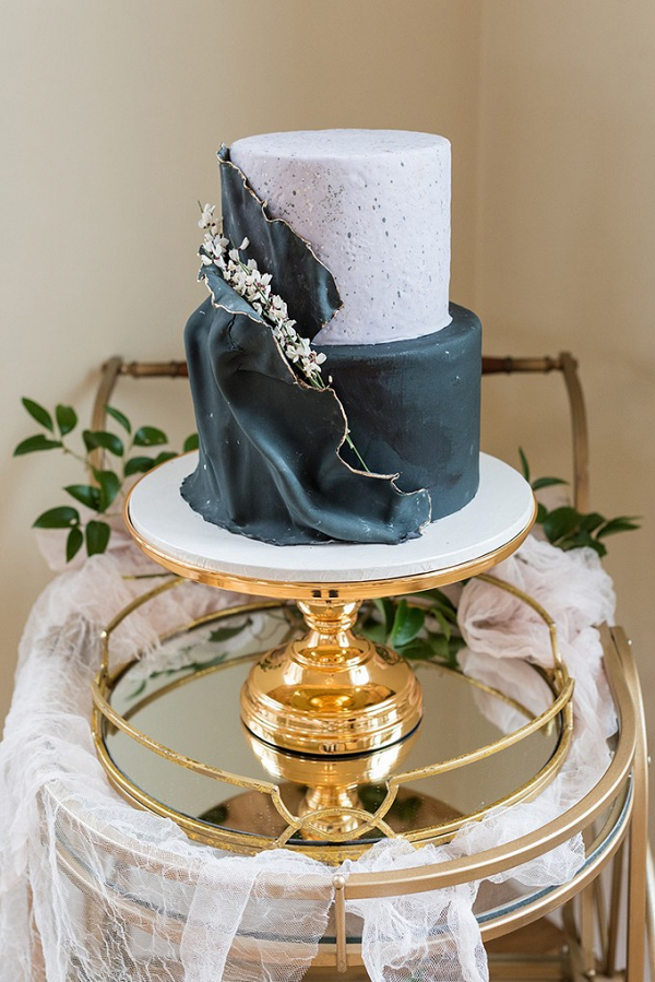 Elegant draped wedding cake