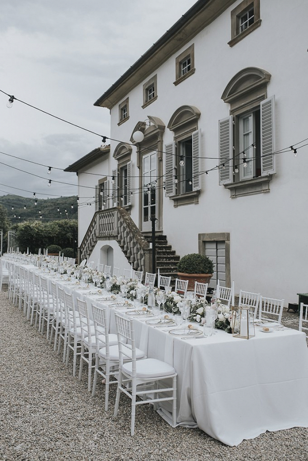Outdoor Tuscany destination wedding reception