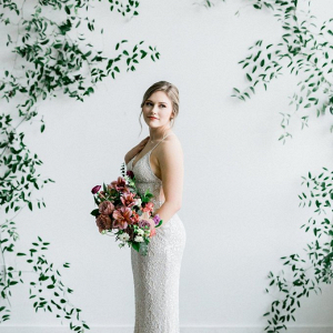 Romantic bride in embellished gown