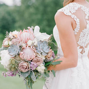 Protea and succulent bridal bouquet