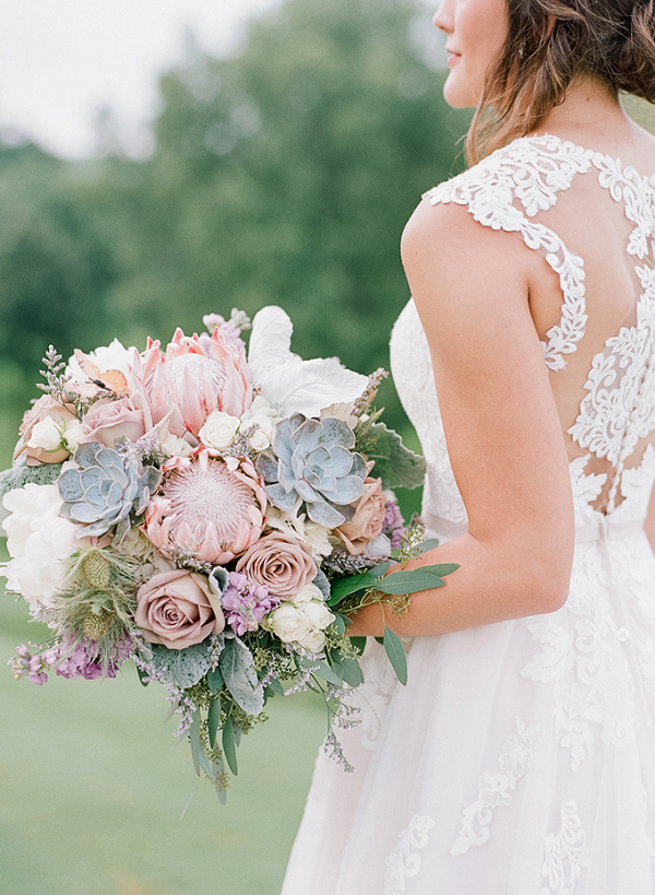 Protea and succulent bridal bouquet