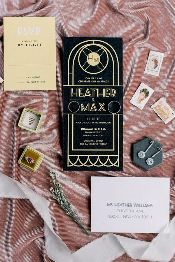 Art Deco 20's style wedding invitation