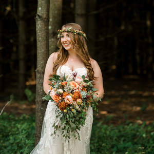 Cascading orange bridal bouquet