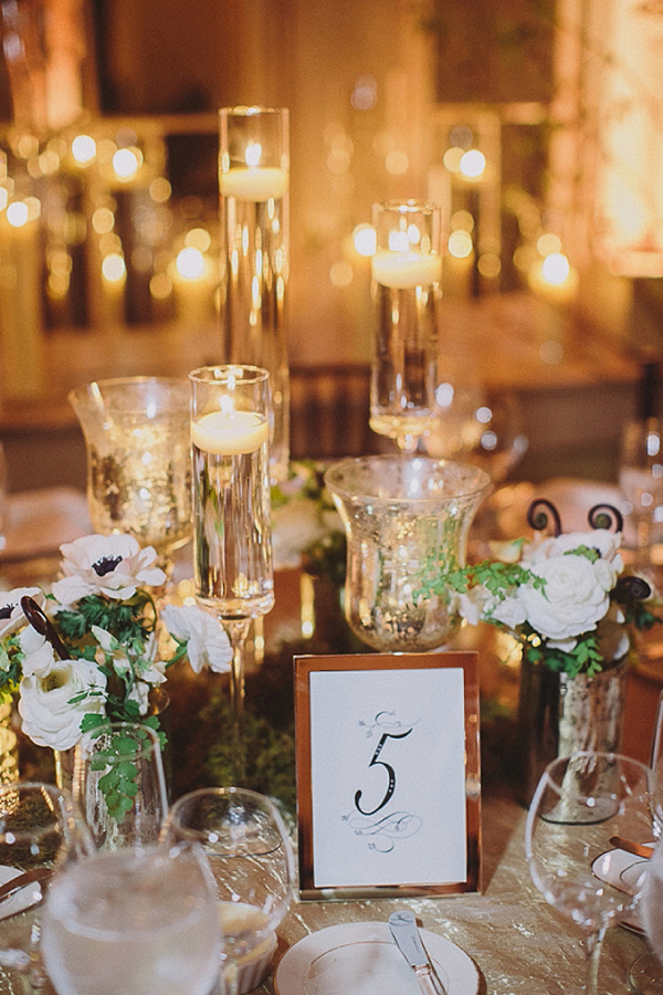 Greenery and candle centerpiece