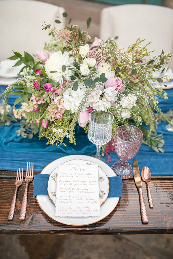 Blue and pink wedding