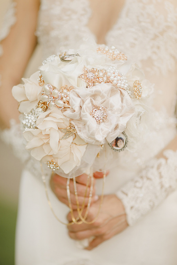 Fabric and brooch bouquet