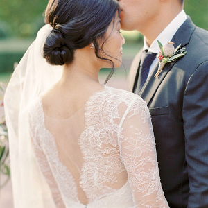 Romantic Low Back Wedding Dress Made by the Bride's Mother
