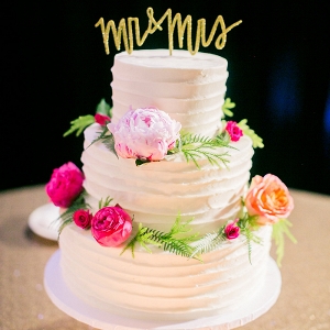 Ruffled Wedding Cake with Fresh Flowers