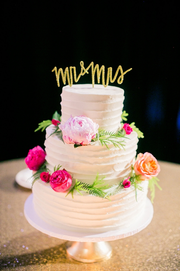 Ruffled Wedding Cake with Fresh Flowers