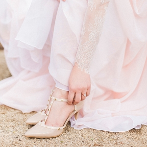 Nude and Gold Studded Bridal Heels