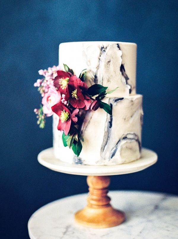 Marbled Wedding Cake with Moody Flowers