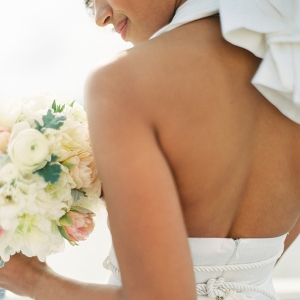 Backless Halter Wedding Dress with a Nautical Rope Belt