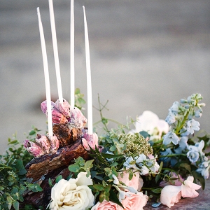Seashell and Floral Centerpiece with Taper Candles