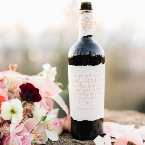 Wedding Vows Written on a Wine Bottle for the First Anniversary