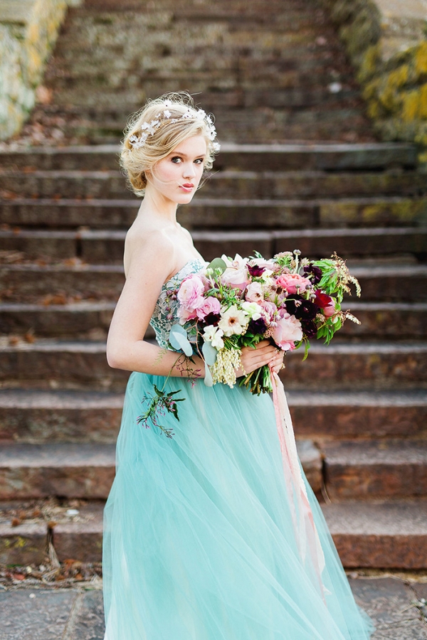 A Modern Day Fairy Tale Bride in a Cinderella Blue Dress