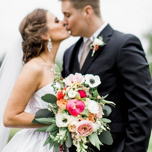 Modern Preppy Southern Chic Wedding with a Coral Charm Peony Bouquet