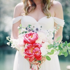 Bright Pink Peony Bouquet for an Elegant Summer Wedding