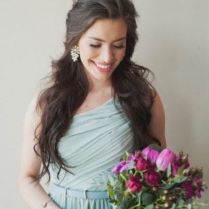 Bridesmaid in a Chic Mint One Shoulder Dress
