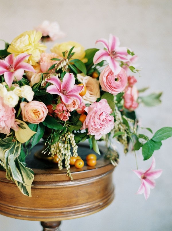Sweet and Vibrant Centerpiece in Pink and Yellow