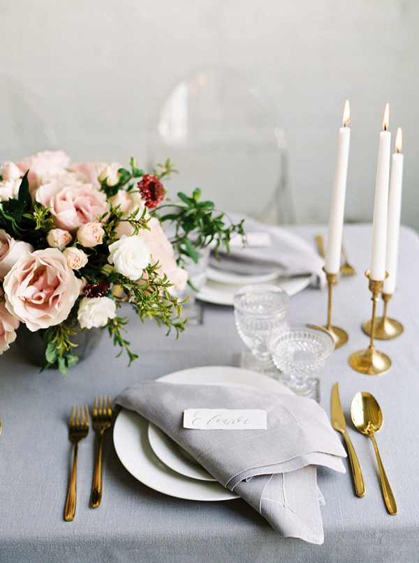 Organic Glam Wedding Decor with Crystal and Gold 